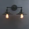 Lampada da parete Phansthy Lampadario industriale vintage a 2 luci per bagno nero opaco con paralume in metallo da 8,5 pollici