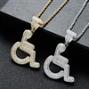 Pendant Necklaces European And American Men's Necklace Wheelchair Disabled Pendant Creative Zircon Hip Hop Jewelry1316Z