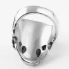 Mensar Solid Skull Ring Gothic Punk Biker Rider Red/Blue Eyes Vintage 14K White Gold Skeleton Finger Band Men smycken