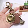 Keychains America Cowboy Hat Key Chains Vintage Cowhide Car Keychain Creative Small Gift Pendant Accessories