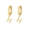 Hoop Earrings ALLME Minimalist Metallic 26 Letter Pendant For Women Copper 14K Real Gold Plated Statement Wholesale Jewelry