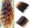 Deep Wave 1B 4 27 Honey Blonde Ombre 13x4 Full Lace Frontal Virgin Brazilian 3Tone Ombre Human Hair Ear to Ear Frontal Closure2404630