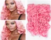 Pure Pink Virgin Peruvian Wet and Wavy Human Hair Weaves Colored Pink Human Hair Weave Bundles Water Wave Peruvian Hair Weaves 3Pc7417609