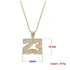 Naszyjniki wisiorek Hip Hop Rhinestone Basketball Numer 23 dla mężczyzn Ed Chain Rock Rapper Choker Biżuter Prezenty 267J