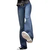 Damesjeans Xingqing Y2k Women Fairy Grunge Esthetisch Effen kleur Lage taille Denim Bell Bottom-broek met zakken Jaren 2000 Streettrip