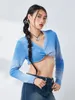 Kadın Tişörtleri Kadın Fitth Mahsul Üstleri Gradyan Uzun Kollu Örgü Gömlek Kulüp Sokak Giyim Estetik Grunge Giysileri