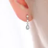 Dingle örhängen koreansk klassisk blå zirkon kristall lång öronnål för kvinnor smycken högklassig lyxig kvinnans fest gåva