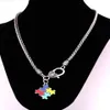 Nowy styl puzzle wisiorek z łańcuchem pszenicy Naszyjnik Autyzmu Autism Awareness Jewelry293e