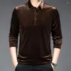 Männer Polos Gold Samt Kleidung 2024 Herbst Casual Velour Weiche Tops Drehen Unten Kragen Männliche Shirts Lange Ärmeln