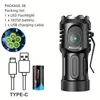 MINI 5X XPG LED Bright Palm Liten ficklampa, Typ -C USB -laddningsbar bärbar klippmagnetljus, utomhusfackla för vandring, blinkande varningslampa - 18350 Batteri