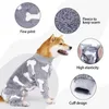 Hundekleidung Fleece Pyjamas für mittlere große Hunde verdicken Korallengefühl Knochenmuster Winter warmer Haustiermantel Flexibler großer Overall grau