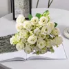 Dekoracyjne kwiaty plastikowe gałęzie kwiatowe Koreański styl znakomity sztuczny bukiet róży do domowego wystroju ślubnego 10 widelców symulacja
