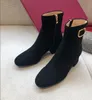 Designer Dames Schapenvacht lederen klinknagel enkellaarsjes Chelsea Booties hak Lichtgewicht Lug Sole Winter Enkellaars Party Wedding Lady Walking35-43