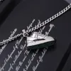Europe America Fashion Style Trainer Strass Necklace Men Lady Women Silver-colour Metal Engraved Letter V Green Diamond Sneaker Charm M01388