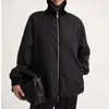 Jaquetas femininas 2024 inverno decote rosqueado preto solto casual meia gola alta jaqueta de algodão para mulher