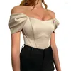 Damen Tanks 2024 Europäischer und amerikanischer Sommer Fishbone Taille Krawatte BH Weste One Shoulder Top für Frauen