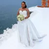 2024 Suknia ślubna Mermaid Women z odłączonym pociągiem złudzenia Kryształy Satynowe afrykańskie suknie ślubne Vestidos de noiva szatę de Mariee