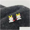 Stud Earrings Fashion Sweet Cute Dragon Animal For Women Girls Exquisite Versatile Year Of The Jewelry Gifts Drop Delivery Otvb1