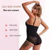 Kvinnors shapers Lace V Neck Spaghetti Strap Bodysuits Compression Body Suits Open Crotch Shapewear Slimming Shaper Smooth Out Bodysuit