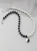 Chokers Round Pearl Beads Yin Yang Taichi Pendant Stainless Steel Chain Unisex Necklace Couple Jewelry Women Mens9490955