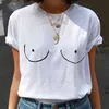 Titties Casual Boobs Drukuj koszulka z krótkim rękawem śmieszne koszulki Kobiety Leisure Streetwear Tshirt Camisas Mjer L231026