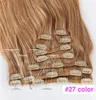 1226 tum Clip Ins europeiska brasilianska mänskliga hår Silk raka förlängningar obearbetade 180 g naturliga svarta Goldenins Human Hair Ext1293733