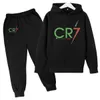 Futbol Tutkanı Cr7 Noel Aile Eşleşmesi Set Baskılı Çocuk Giyim Hoodiepants Set Noel Ailesi Bakış 240102