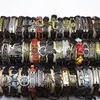 Colliers En Gros 50 pcs/lot En Cuir Bracelets À Breloques En Métal pour Hommes Vintage Poignet Bracelets Pour Femmes Cadeaux Bijoux Mix Style