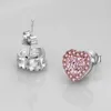 Brincos de prata esterlina femininos banhados a platina em forma de coração cristal zircão joias da moda presentes de feriado