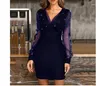 Casual Dresses 2024 Autumn Mesh Spliced Sparkling Bead Slim Fit Dress