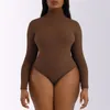 Women's Shapers Women Black Bodysuit Bodysuit Autumn Zima Turtleeck Bodysuits Kobieta seksowna bodycon wysoki talia Romper Body Shapewear