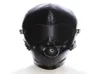 Masques de fête Masque érotique Cosplay Fétiche Bondage Couvre-chef avec bouche Ball Gag BDSM Capot en cuir pour hommes Jeux pour adultes Sexe SM3988781