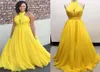 Żółte szyfonowe sukienki wieczorowe w rozmiarze plus długie sukienki wieczorowe kantarowe Lową długość podłogi bez pleców sukienki wieczorowe Formalne suknie5233091