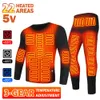 Sous-vêtements thermiques chauffants ski d'hiver veste chauffante USB sous-vêtements chauffants électriques vêtements chauffants chauds polaire automne haut pantalon 231229