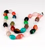 Naszyjniki Druzy Naturalny kryształowy półprzezroczny kamień naszyjnik żeńskie modele kolorowe dzikie naszyjnik biżuteria melon kształt koraliki sznur