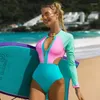 Женский купальник с длинным рукавом, солнцезащитный крем, цельный купальник-бикини, гоночный гидрокостюм, пляжный цельный женский купальник