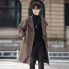 2023 Youth Medium Length Woolen Coat Korean Outdoor Leisure Men's Solid Color Windbreaker