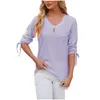 Womens T-Shirt T Shirts 2024 Spring And Summer Button-Down V-Neck Solid Color Mid-Sleeve Loose Tops Official Store Ropa De Mujer Drop Otb9L