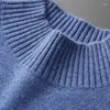 Herrtröjor merino ull kashmirtröja för män halvturtleneck tjock termisk pullover fall/vinter fast färg avslappnad