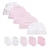 Unisex Baby HatsGloves Cotton Baby Accessories born Fitted Baby Boys Girls Sets Cute Headwear Nightcap Sleep 240102