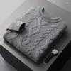 Men's Sweaters Winter Merino Wool Cashmere Sweater O-Neck Thicken Pullovers Solid Twisted Knit Loose Plus Size Tops Shirt