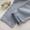 Jeans da donna manica dritta allentata 2024 primavera Harlan a vita alta indossare piccoli pantaloni slim ravanello papà