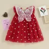 Girl Dresses CitgeeSummer Valentine's Day Kids Girls A-line Dress Sleeve Heart Party Tulle Cute Clothes