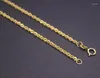 Chains Real Pure 18K Yellow Gold Chain Women Lucky 2mm Twist Rope Necklace 50cm/2-2.1g