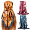 Scarves 2024 Square Hijab Turban Hat Headscarf Satin Model Sunscreen Women Silk Fashion 90X90CM Beach Shawls