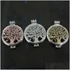 Hänghalsband 3 färger Tree of Life Aromaterapi Essential Oil Diffuser Halsband Öppningsbart skåp med påfyllningskuddar Diy Hip Hop Jewe Dht7a