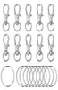 120 stuks draaibare lanyard karabijnhaak metalen karabijnsluiting met sleutelhangers DIY sleutelhanger sieraden sleutelhanger sleutelhanger accessoires zilverkleur2144067