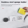 Kitchen Storage Sponge Holder Self Adhesive Sink Drain Rack Stainless Steel Organizer