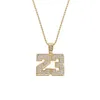 Naszyjniki wisiorek Hip Hop Rhinestone Basketball Numer 23 dla mężczyzn Ed Chain Rock Rapper Choker Biżuter Prezenty 267J