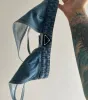 2024 Womens Designers T Shirts Underwear With Metal Triangle Badge Sexig Deep V Denim Sling Tube Tops